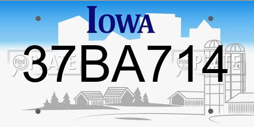 37BA714 Iowa License Plate