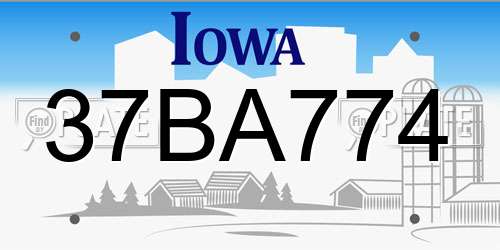 37BA774 Iowa License Plate