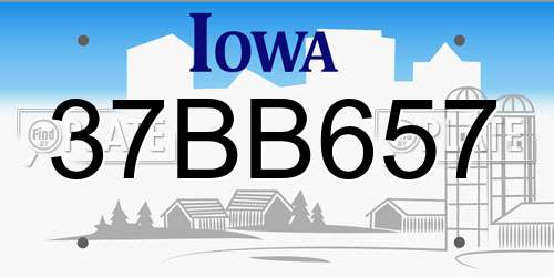 37BB657 Iowa License Plate