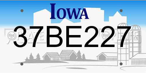 37BE227 Iowa License Plate