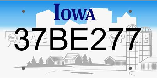 37BE277 Iowa License Plate