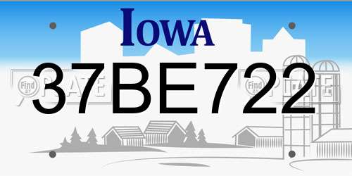 37BE722 Iowa License Plate