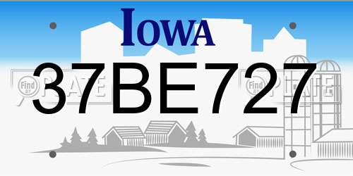 37BE727 Iowa License Plate