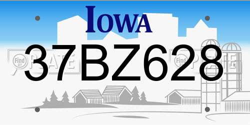 37BZ628 Iowa License Plate