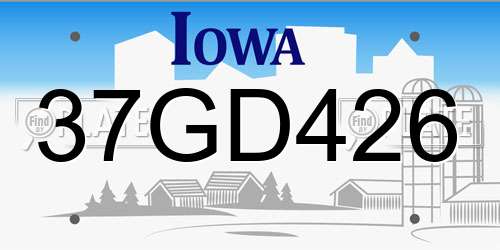 37GD426 Iowa License Plate