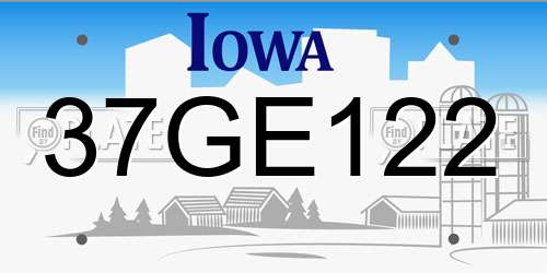 37GE122 Iowa License Plate