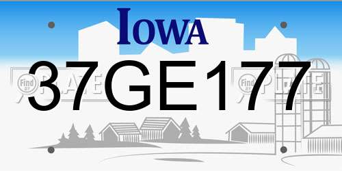 37GE177 Iowa License Plate