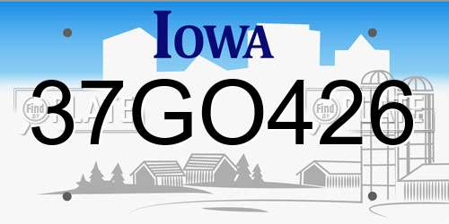 37GO426 Iowa License Plate