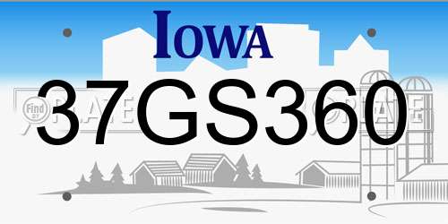 37GS360 Iowa License Plate