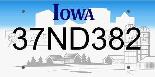 37ND382 Iowa License Plate
