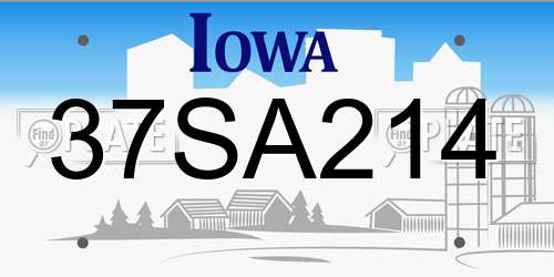 37SA214 Iowa License Plate