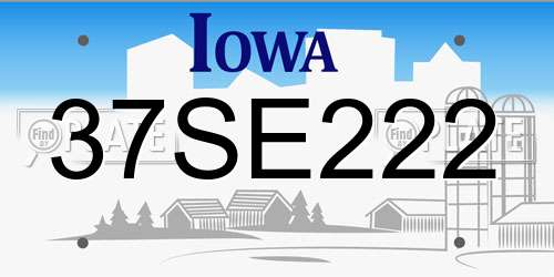 37SE222 Iowa License Plate