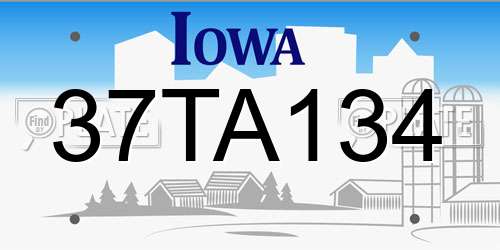 37TA134 Iowa License Plate