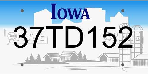 37TD152 Iowa License Plate