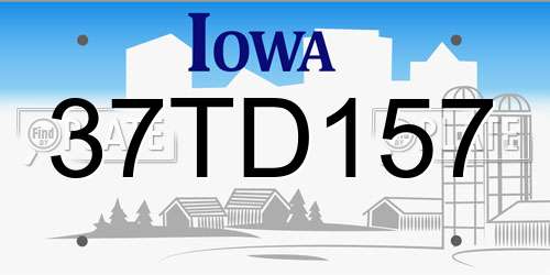 37TD157 Iowa License Plate