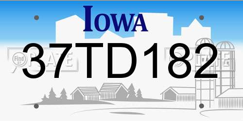 37TD182 Iowa License Plate
