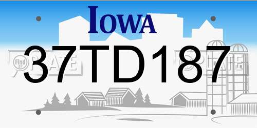 37TD187 Iowa License Plate