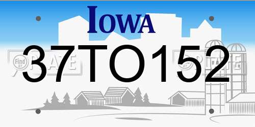 37TO152 Iowa License Plate