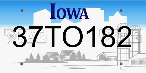 37TO182 Iowa License Plate