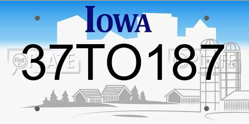 37TO187 Iowa License Plate