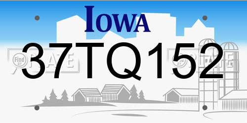 37TQ152 Iowa License Plate