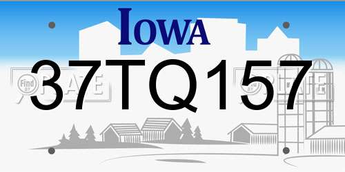 37TQ157 Iowa License Plate