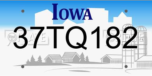 37TQ182 Iowa License Plate