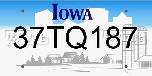 37TQ187 Iowa License Plate