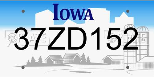 37ZD152 Iowa License Plate