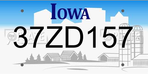 37ZD157 Iowa License Plate