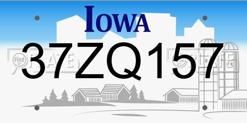 37ZQ157 Iowa License Plate