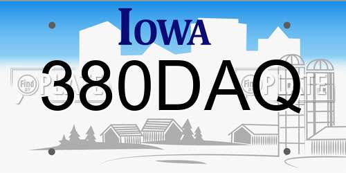 380DAQ Iowa License Plate
