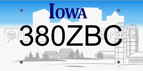 380ZBC Iowa License Plate