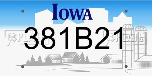 381B21 Iowa License Plate