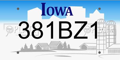 381BZ1 Iowa License Plate