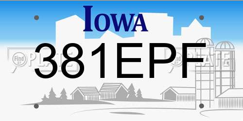 381EPF Iowa License Plate