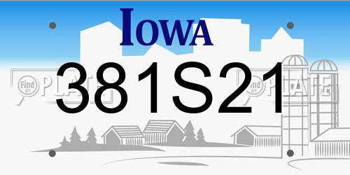 381S21 Iowa License Plate