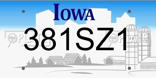 381SZ1 Iowa License Plate