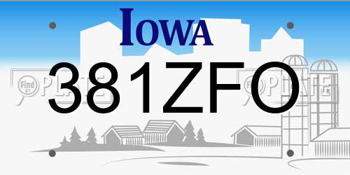 381ZFO Iowa License Plate
