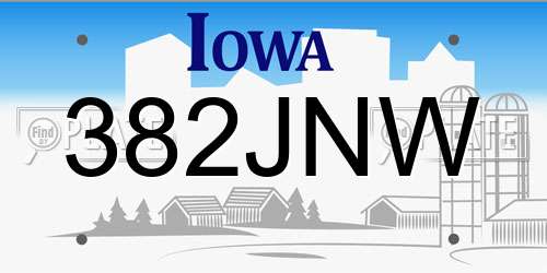 382JNW Iowa License Plate