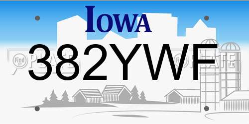 382YWF Iowa License Plate