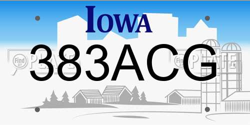 383ACG Iowa License Plate