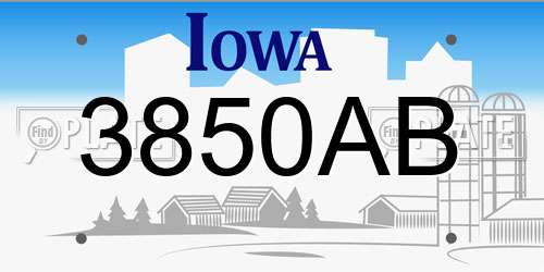 3850AB Iowa License Plate