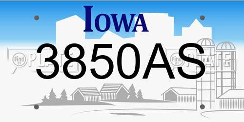 3850AS Iowa License Plate
