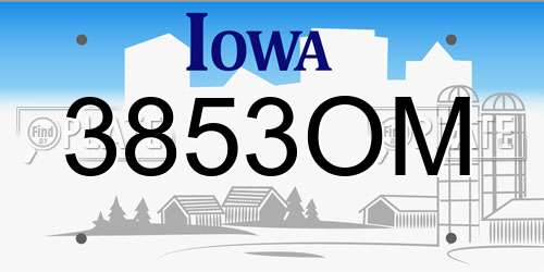 3853OM Iowa License Plate