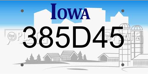 385D45 Iowa License Plate