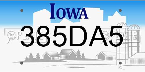 385DA5 Iowa License Plate