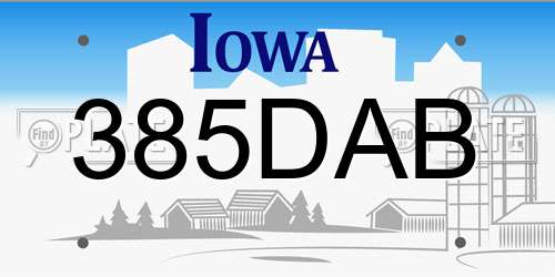 385DAB Iowa License Plate
