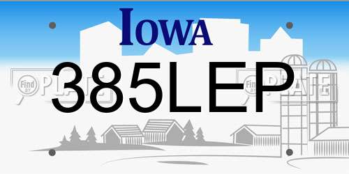 385LEP Iowa License Plate