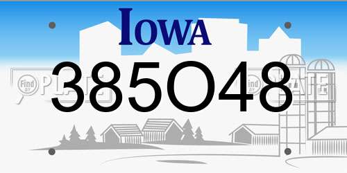 385O48 Iowa License Plate